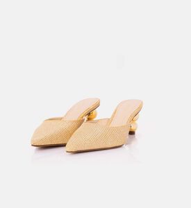 حذاء مفتوح من الخلف منسوج بكعب منحوت