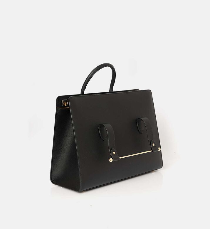 Strathberry Leather Large Tote Bag, Black, Packshot View