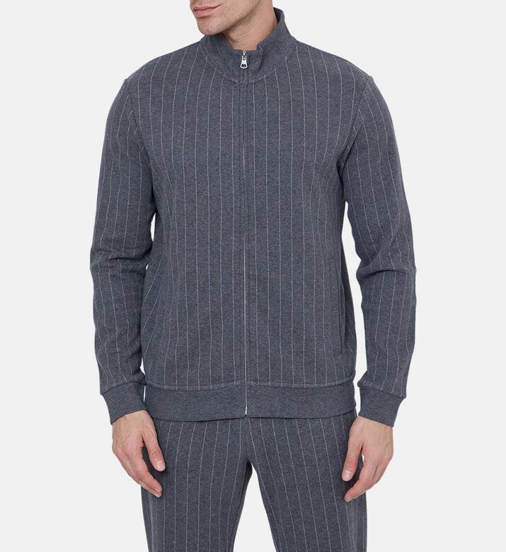 Stripe-print High-neck Jacket