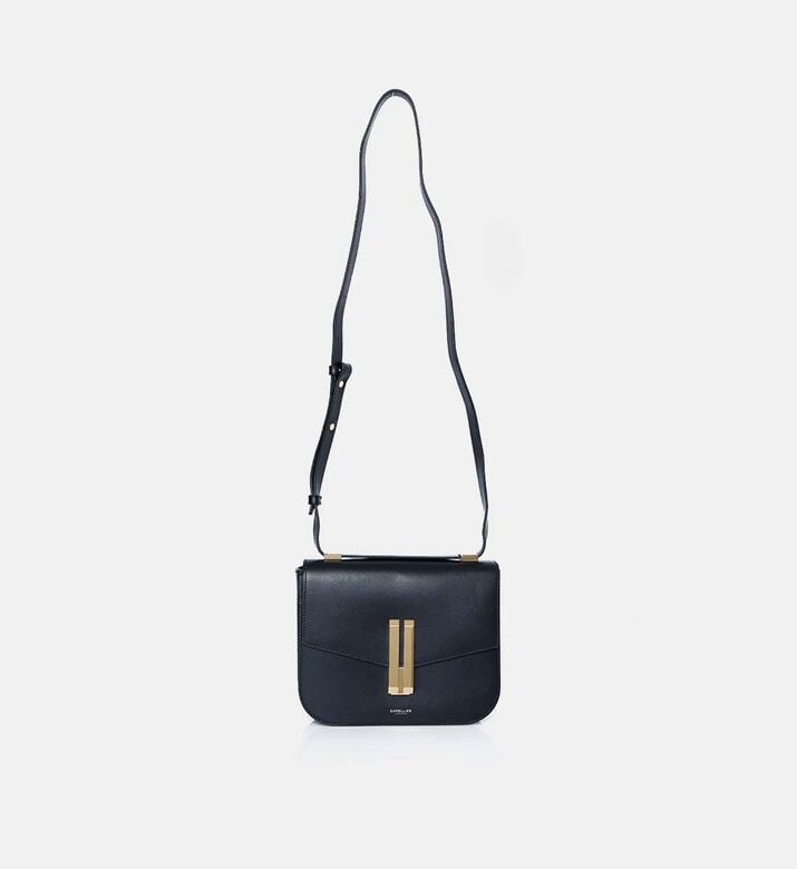 Demellier Vancouver Smooth Leather Cross Body Bag, Black, Packshot View