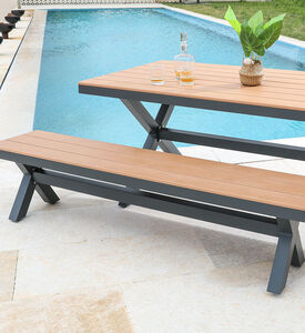 Home Deco and More Bari Dining Table Two Bench Set, Packshot View