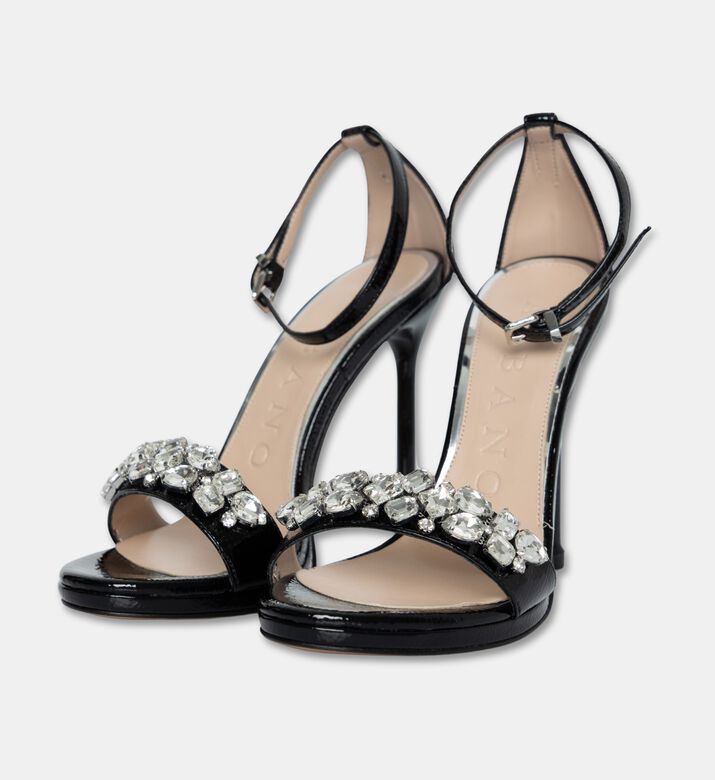 Albano High-heeled Embellished Sandals, Black, Eu-40, Packshot View
