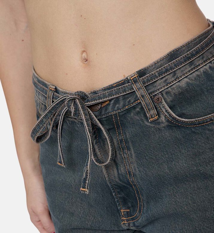 Samsoe Saharper Slouchy Self-tie Belt Wide-leg Jeans, Model View