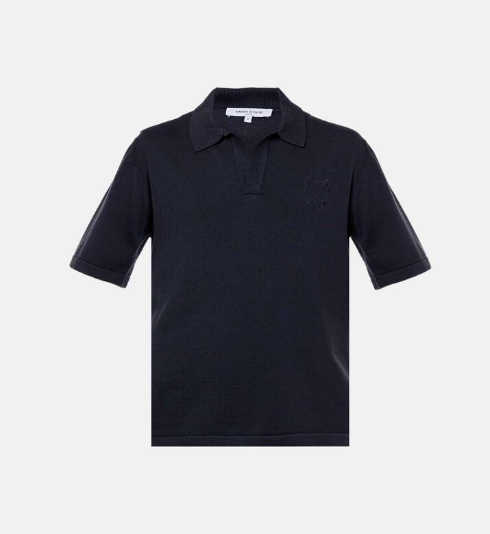 Fox Head Logo Open Collar Polo Shirt