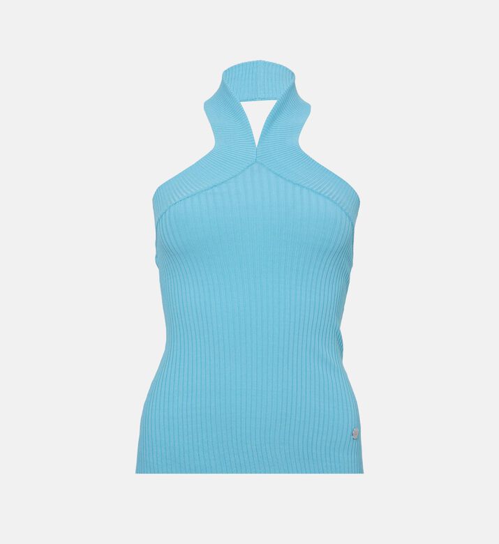 Ribbed Knit Halter Neck Top