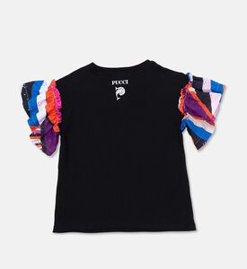 Emilio Pucci Cotton Ruffled Sleeve T-shirt, Black, 10y, Packshot View
