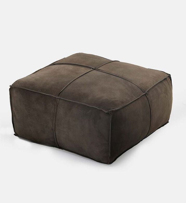 Home Deco and More Elmer Suede Leather Square Pouf, Packshot View Home Deco and More Elmer Suede Leather Square Pouf, Packshot View