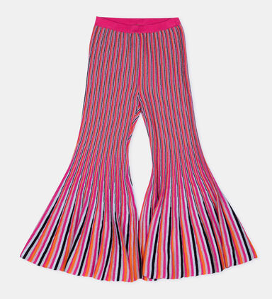 Knit Stripped Flared-cut Pants