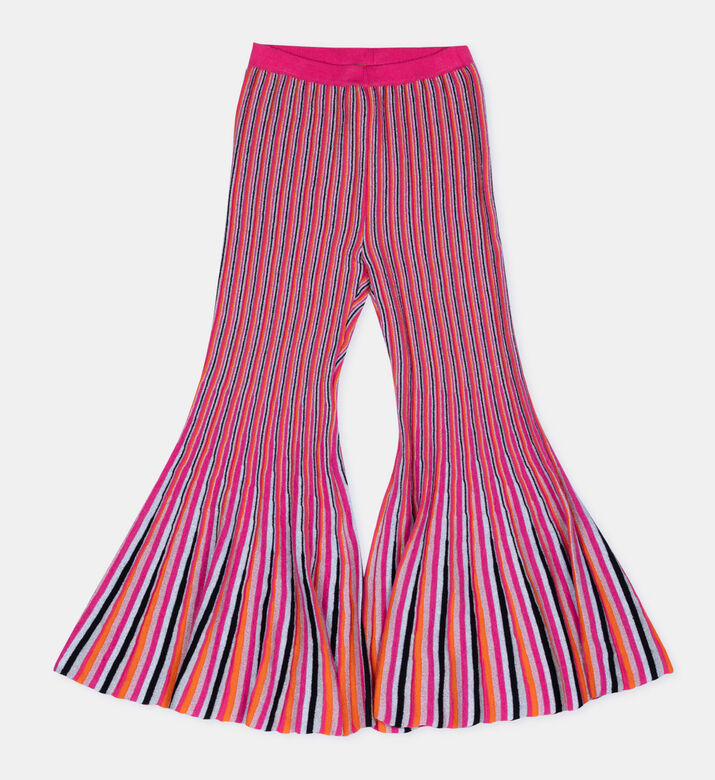Knit Stripped Flared-cut Pants
