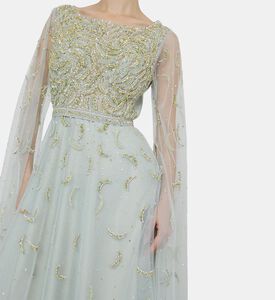 فستان بياقة مستديرة مزين بترتر