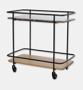 Home Deco and More Shard Wood Body Bar Trolley, Oak, Packshot View