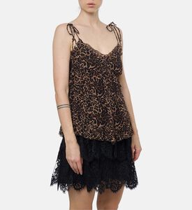 The Kooples Sheer Leopard-print Peplum Camisole, Model View