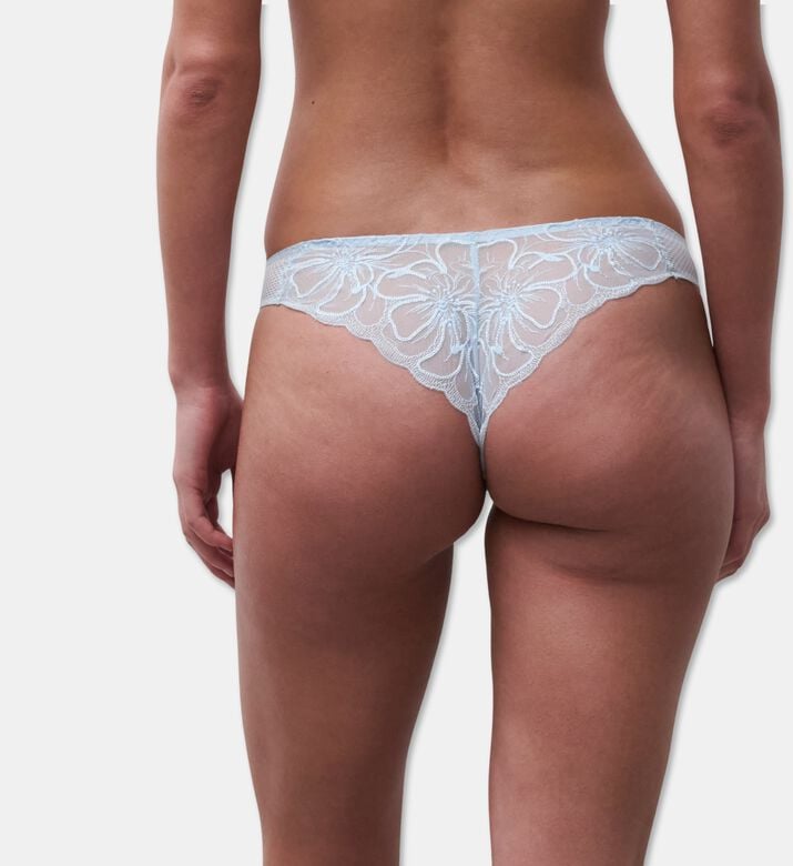 Chantelle Embroidered Lace Thong, White, M, Model View