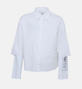 قميص قطن بأكمام طويلة وشعار على الكم