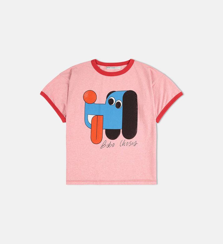 Bobo Choses Abstract Dog-print Contrast Ribbed Collar Short-sleeve T-shirt, Packshot View