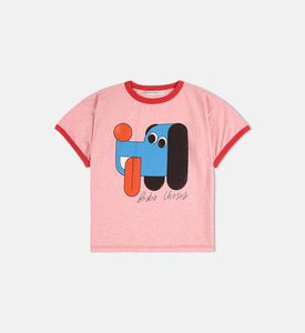 Bobo Choses Abstract Dog-print Contrast Ribbed Collar Short-sleeve T-shirt, Packshot View Bobo Choses Abstract Dog-print Contrast Ribbed Collar Short-sleeve T-shirt, Packshot View