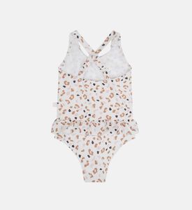 بدلة سباحة بطبعة جلد نمر بلون كاكي