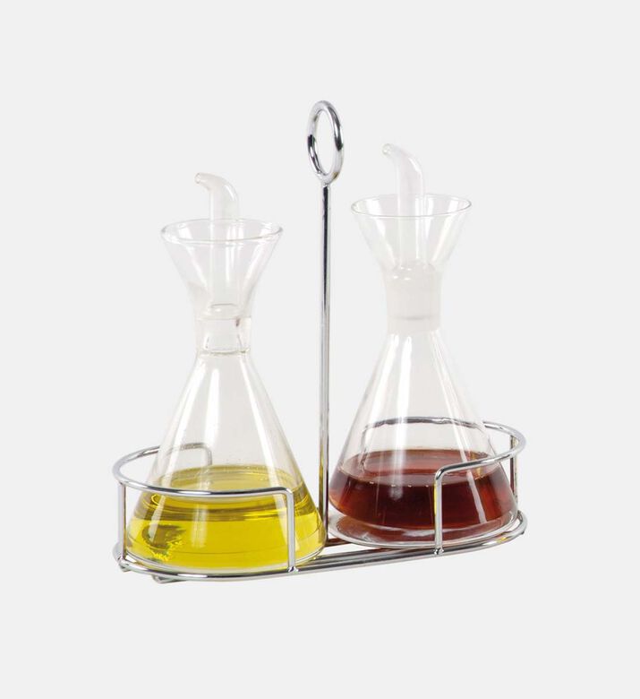 Glass Oil-vinegar Chrome Rack Set Glass Oil-vinegar Chrome Rack Set