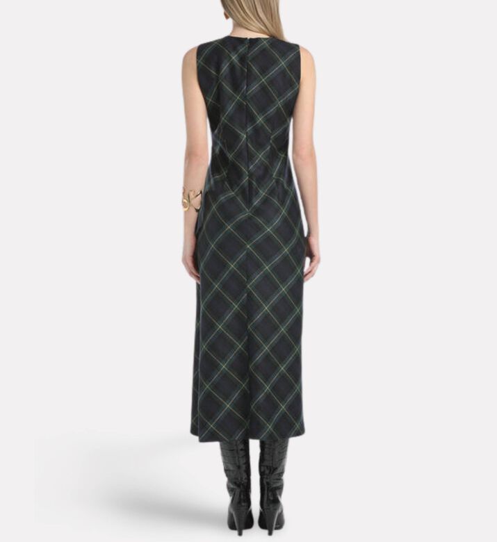 Luisa Spagnoli Geco Gold Safety Pin Checkered Midi Dress, Model View