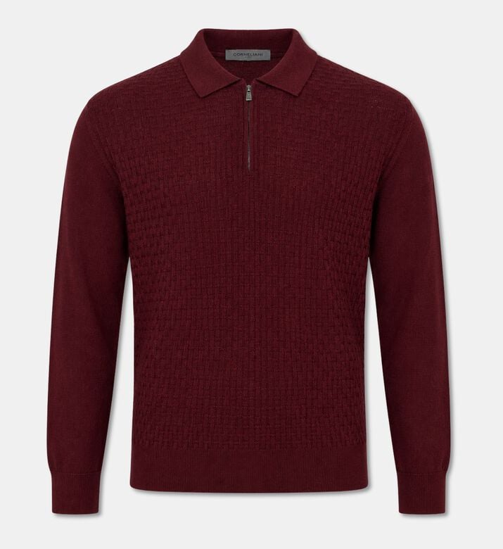 Corneliani Textured Zip-polo Knit Sweater, Packshot View