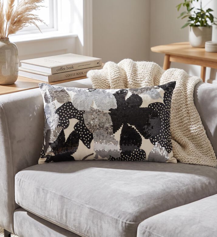 Home Deco and More Donna Sequence Embroidered Cushion, Packshot View