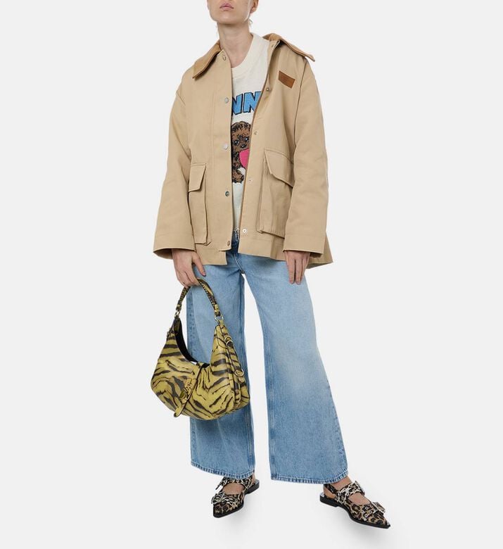 Ganni Button Closure Long-sleeve Jacket, Model View Ganni Button Closure Long-sleeve Jacket, Model View