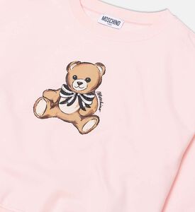 Teddy Bear-print Ribbed Cuffs Sweatshirt