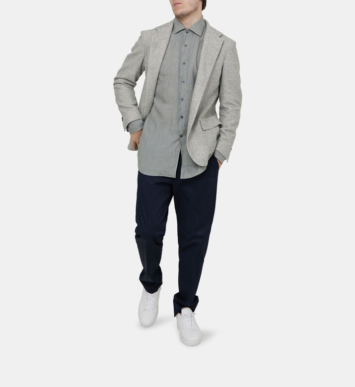 قميص كلاسيكي كتان بقصة كلاسيكية بأزرار