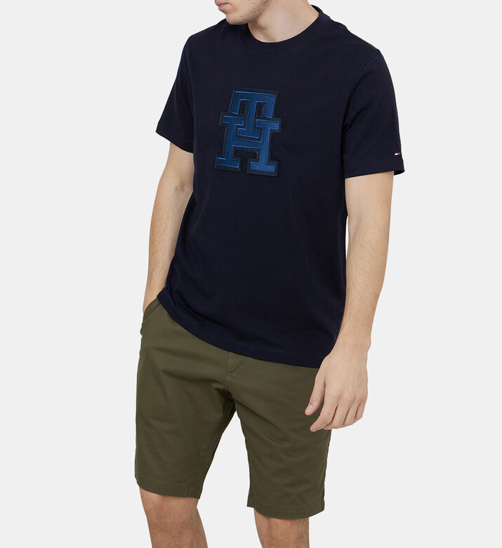 تيشيرت قطن مزين بنقشة أحرف العلامة