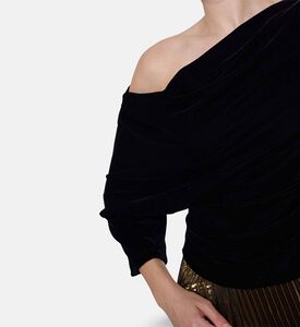 Blue For Burgundy Draped One-shoulder Top, Model View