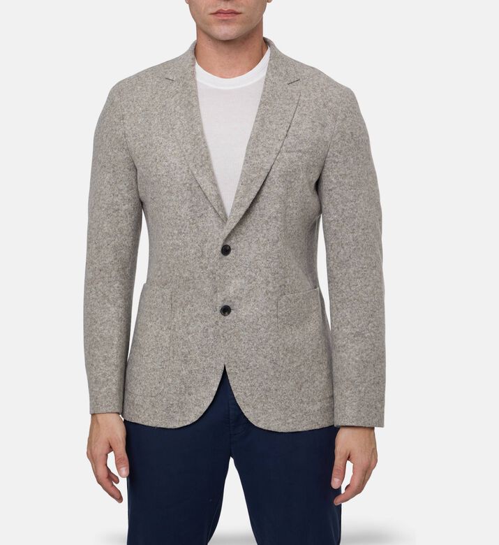 Hackett London Knit Single-breasted Closure Blazer, Model View