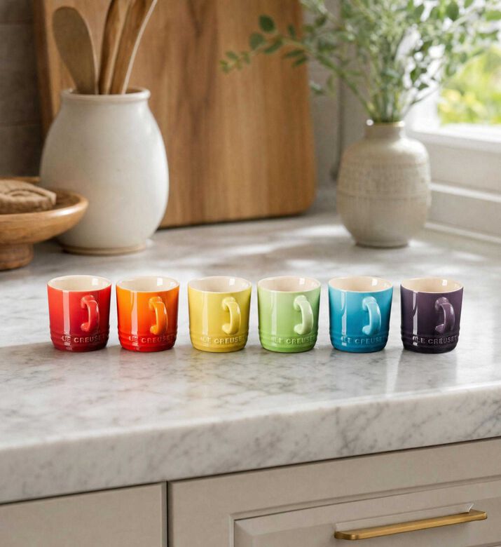 Le Creuset Stoneware Rainbow Espresso Mug Set, Model View