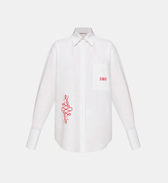 قميص بوبلين قطن مطرز