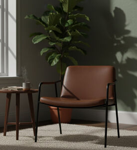 Dan Form Boto Metal Leather Lounge Chair, Brown, Packshot View