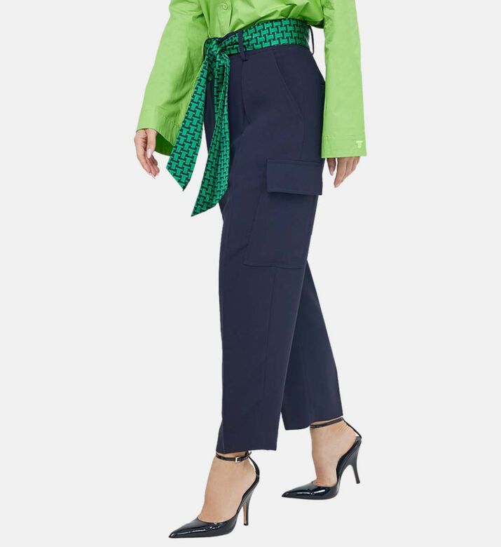 بنطال كريب بحزام قماش من فيليب