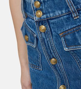 Alice and Olivia Floral-embroidery Denim Midi Skirt, Model View