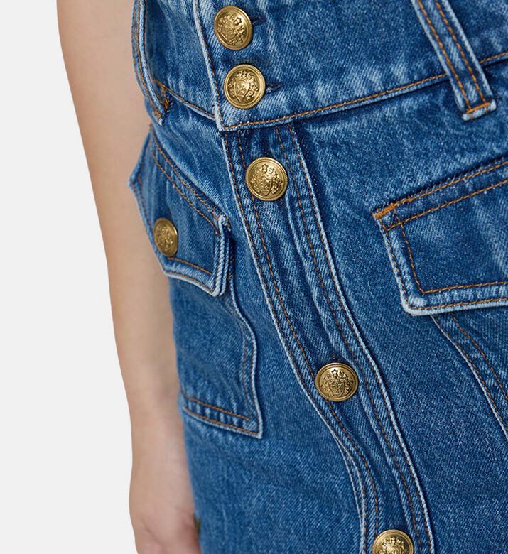 Alice and Olivia Floral-embroidery Denim Midi Skirt, Model View