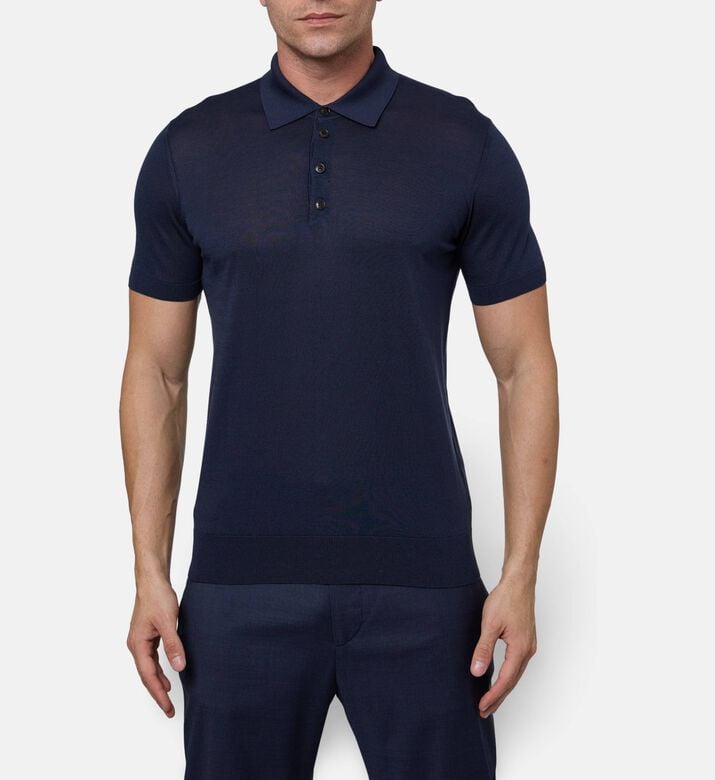 Pal Zileri Traditional Collar Polo, Navy, 52, Model View