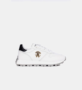 حذاء رياضي جلدي بلوغو معدني فضي اللون