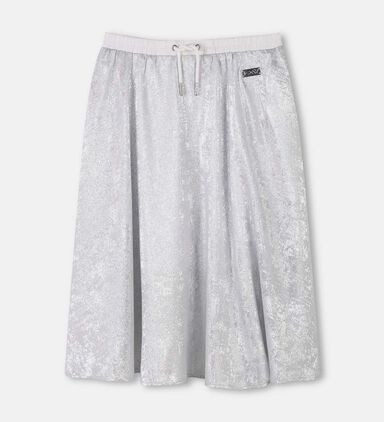 Crepe Silver Midi Skirt