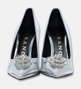 Albano Metallic Rhinestone-embellished Heels, Silver, Eu-41, Packshot View