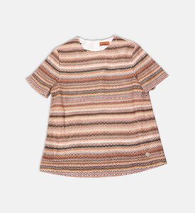 طقم بنطال واسع الساقين وقميص قصير الأكمام مخطط بألوان متعددة