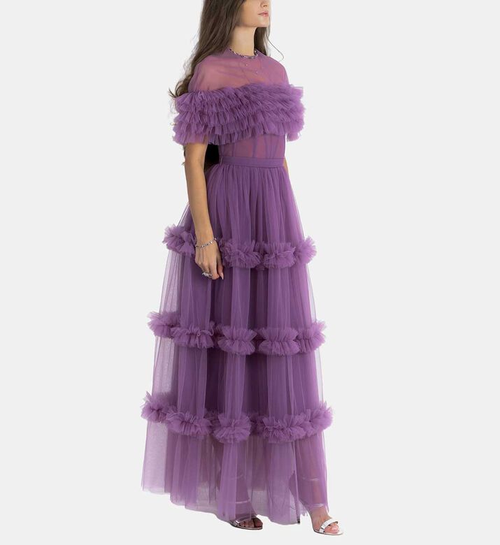 Layered Sheering Tulle Gown