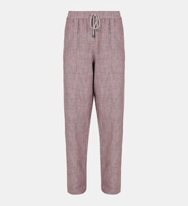 بنطال قطن كتان بخصر مطاطي