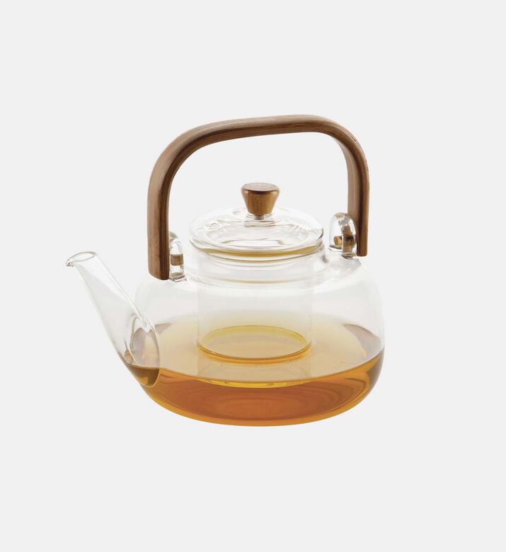 إبريق شاي زجاج بمقبض بامبو