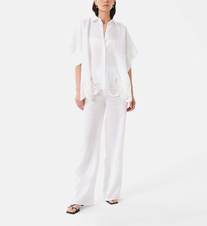 بنطال بالازو كتان برباط خصر بنطال بالازو كتان برباط خصر