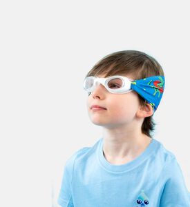 نظارة سباحة زرقاء للأطفال بشريط فائق النعومة مزينة برسوم ديناصورات