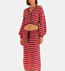 تنورة كروشيه بخطوط ملونة