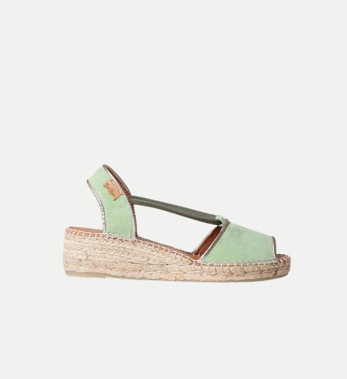 Bilda Suede Leather Mid-wedge Open-toe Espadrille