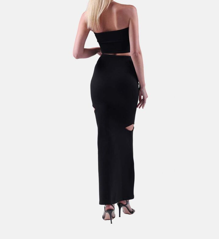 Cut Out Maxi Black Skirt